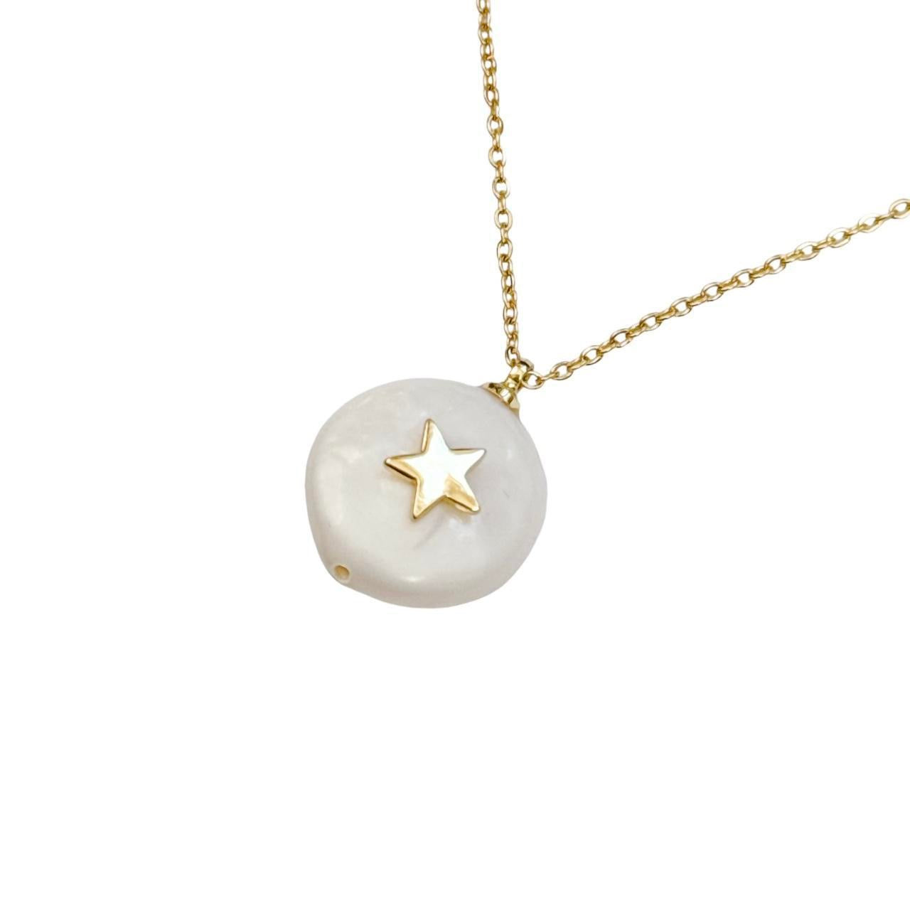 Gold Pearl Star Necklace