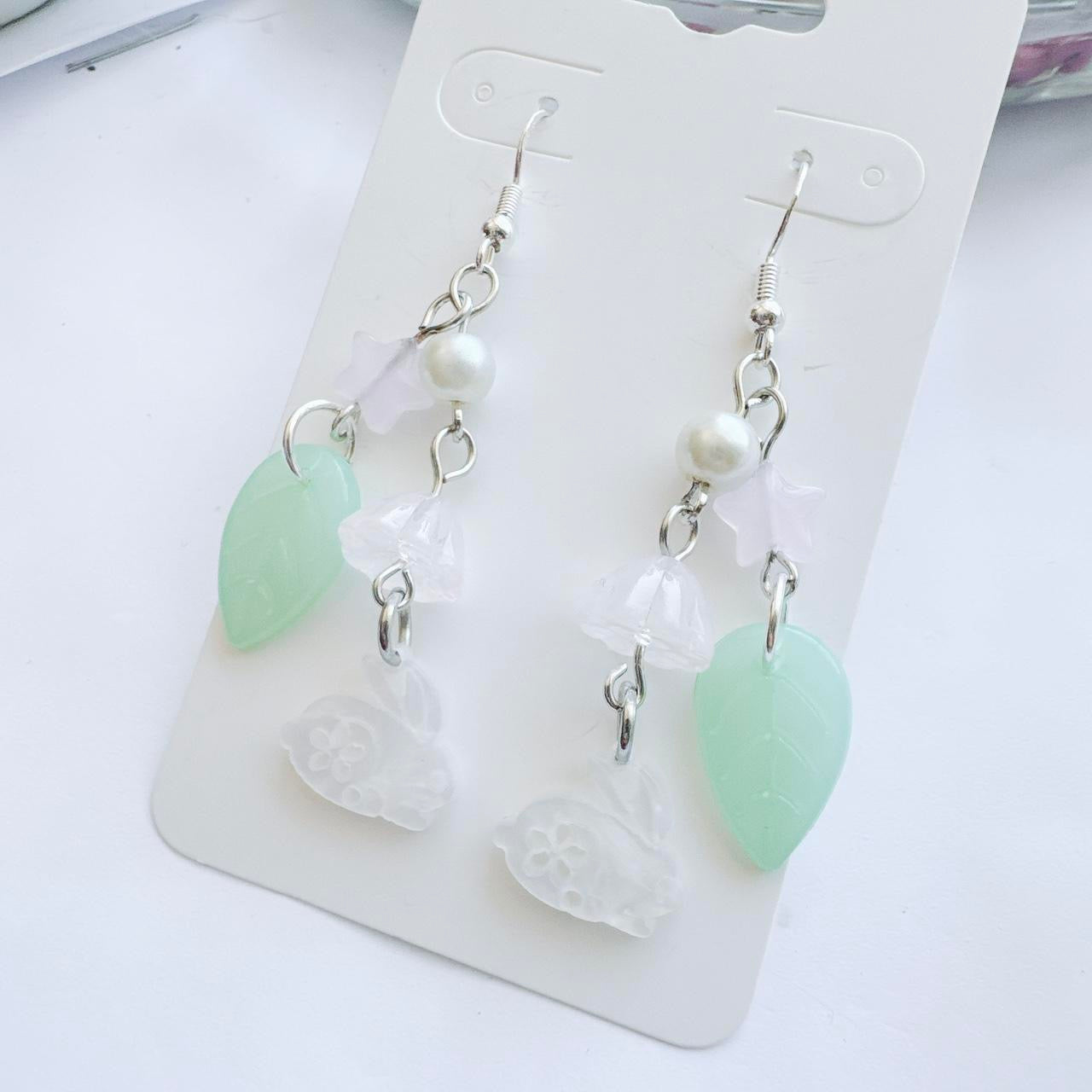 seashell bunny beaded earrings