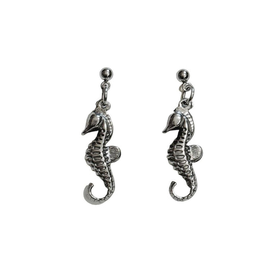 silver seahorse earrings