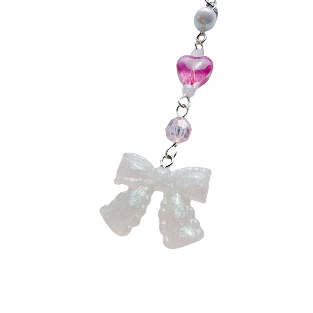 White Bow Phone Charm