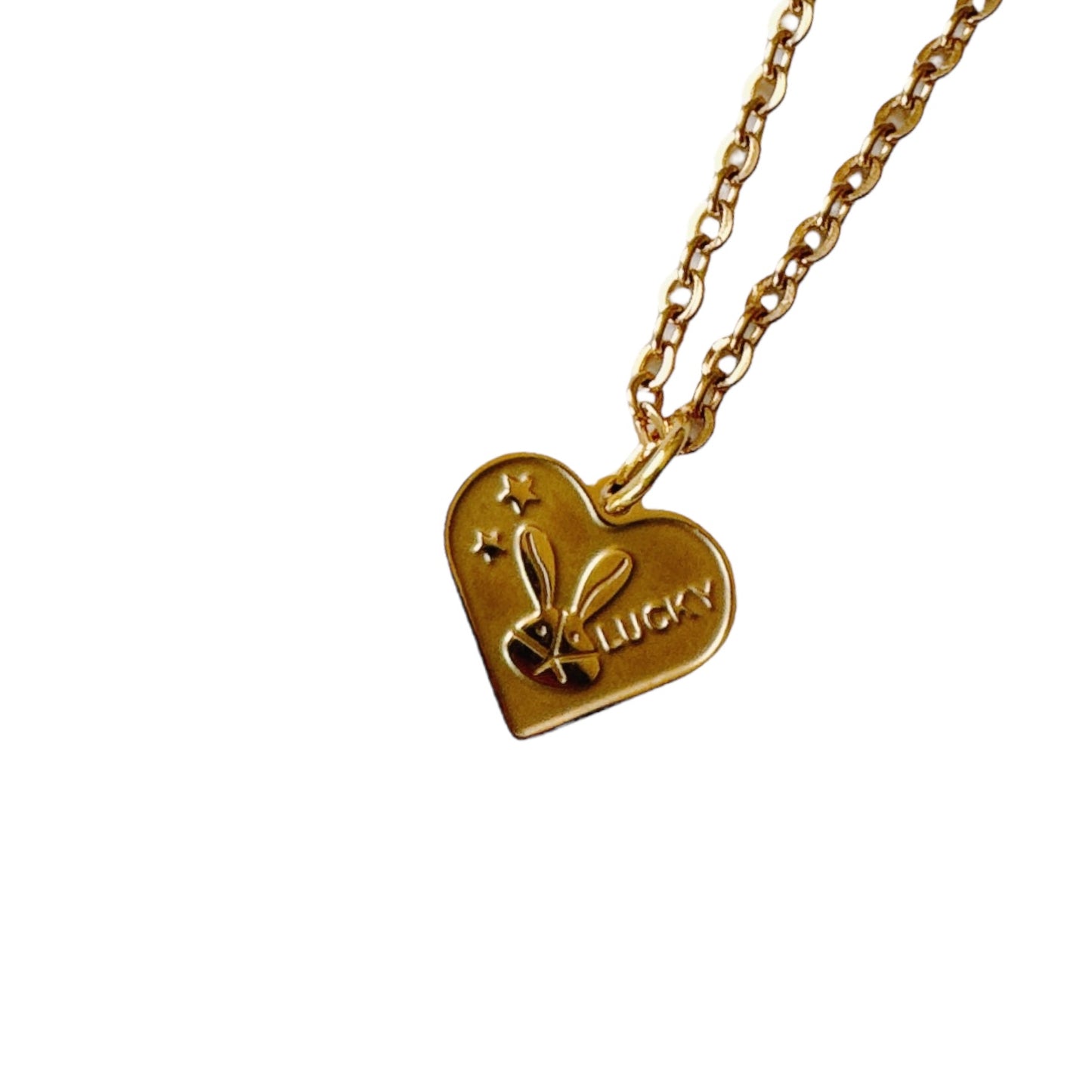 Gold Lucky Bunny Heart Necklace