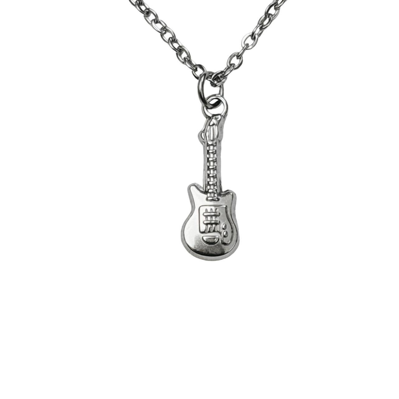 silver guitar necklace