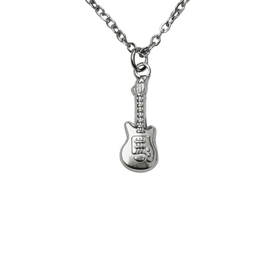 silver guitar necklace