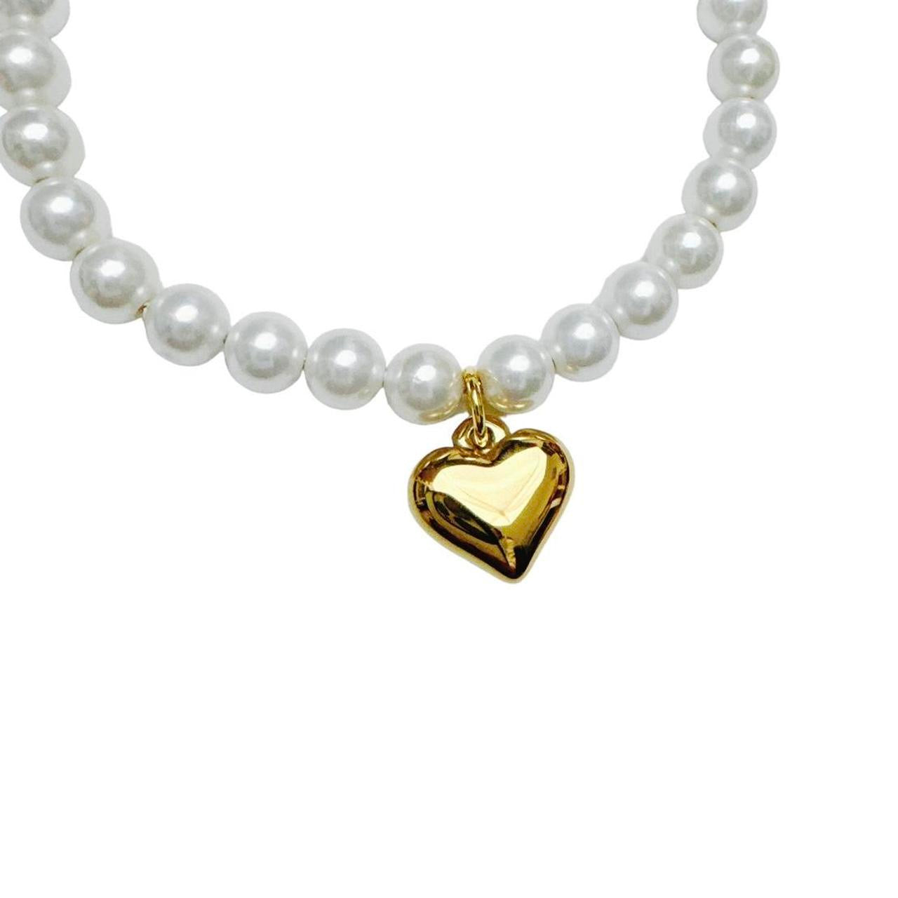 Gold Heart Pearl Slider Bracelet