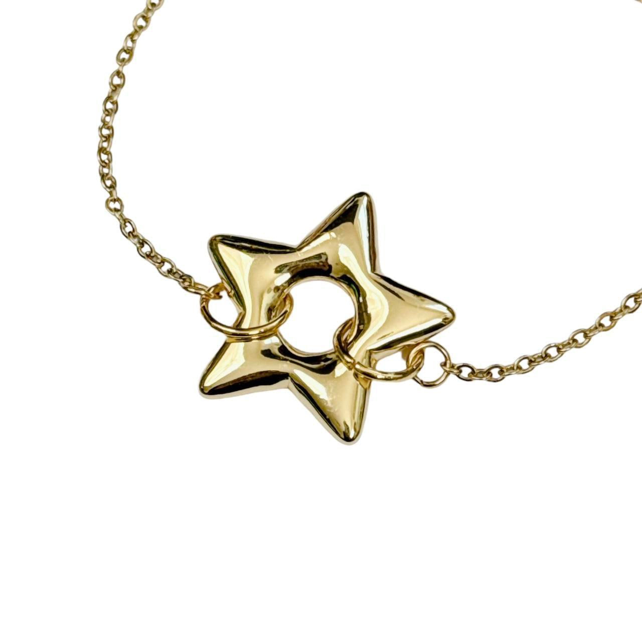 Gold Puffy Star Chain Bracelet