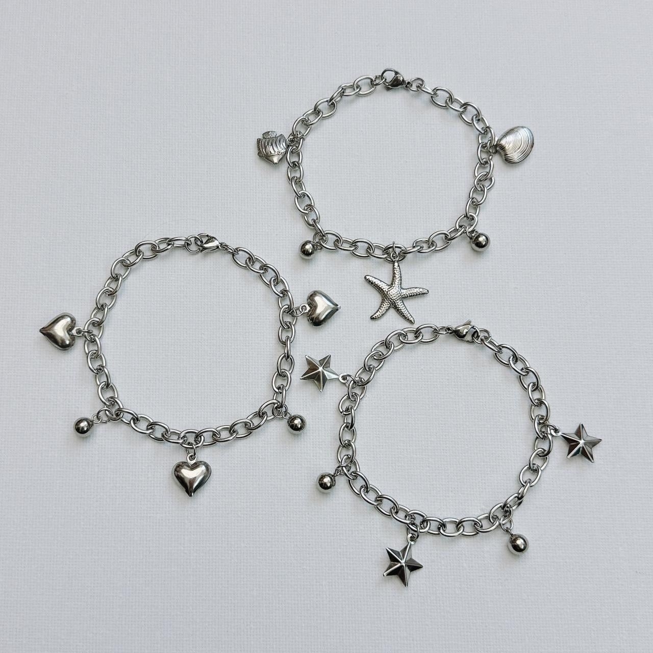 silver heart charm bracelet