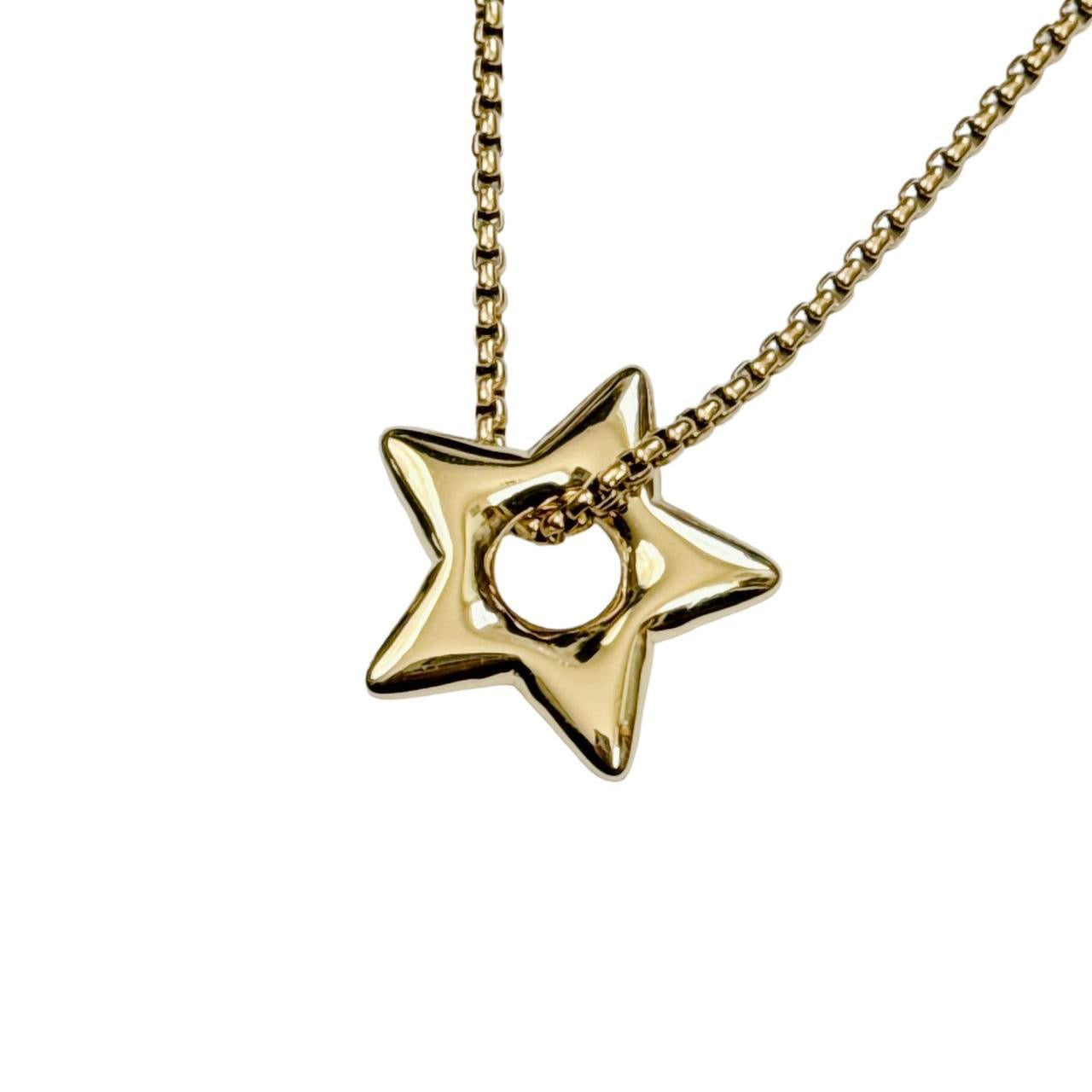 Gold Puffy Star Pendant Necklace