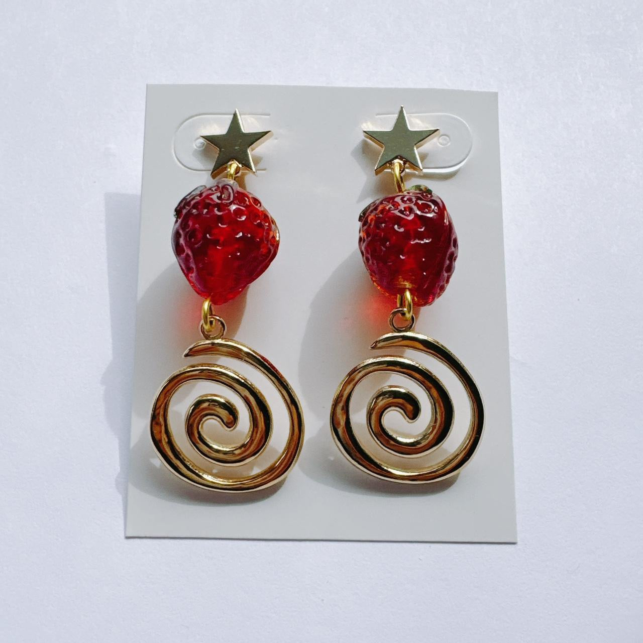 Gold Strawberry Swirl Earrings