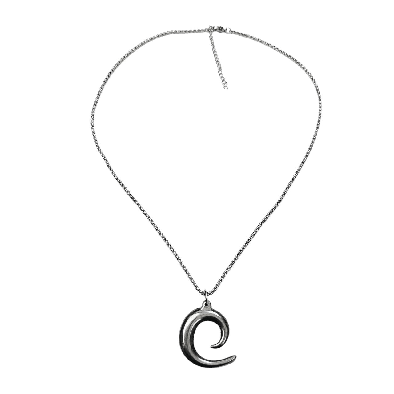 silver half spiral necklace