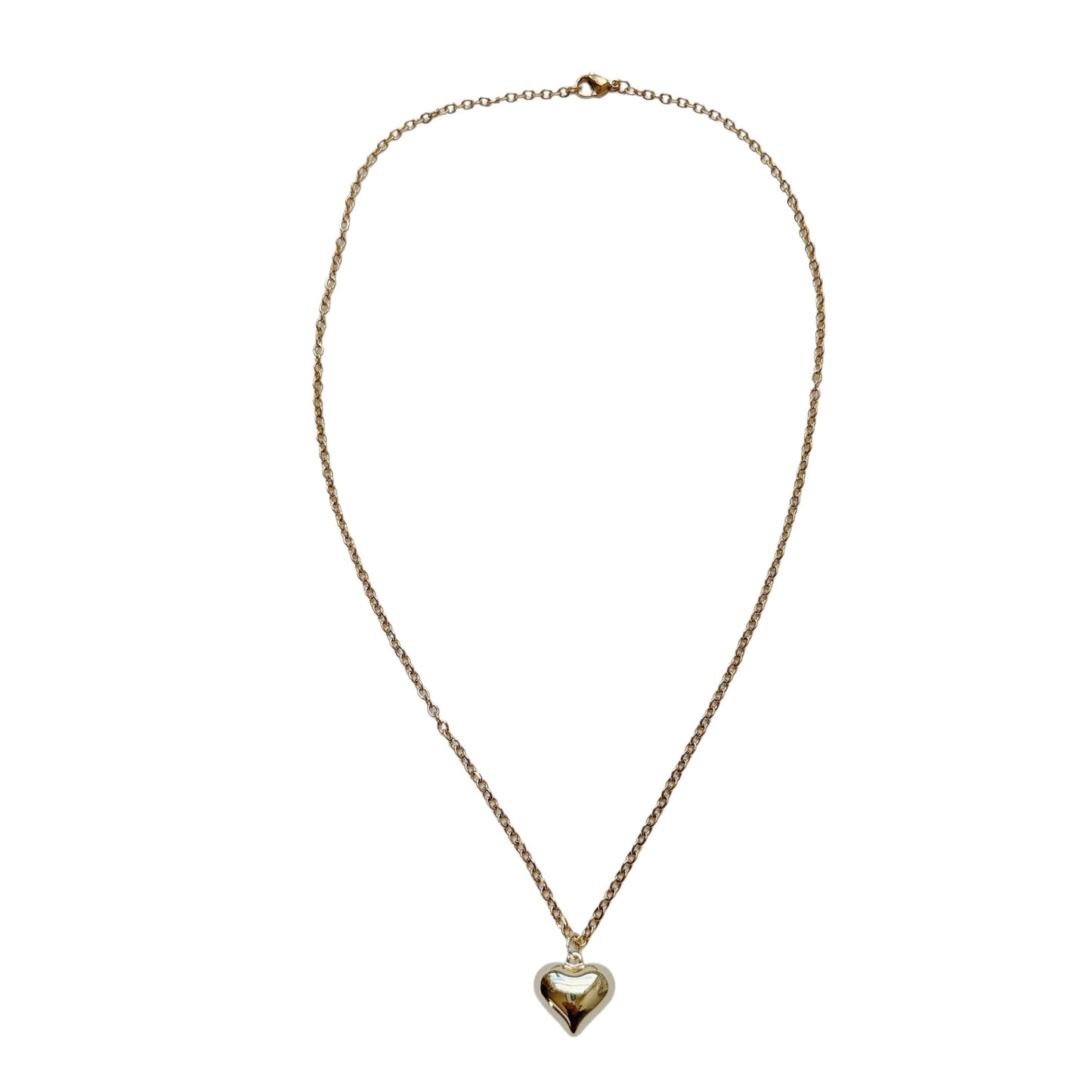 Gold Puffed Heart Necklace