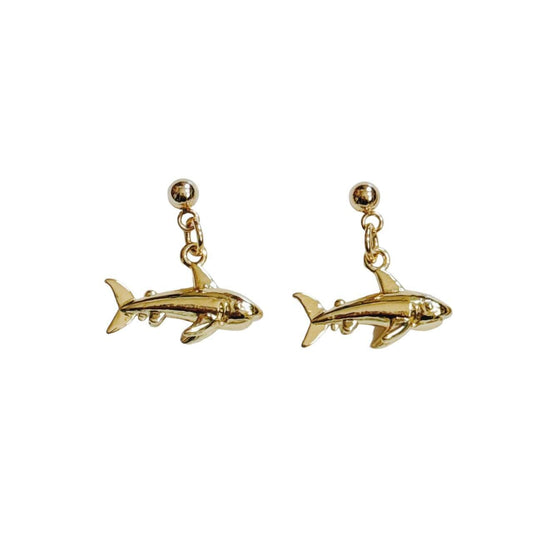 gold shark earrings