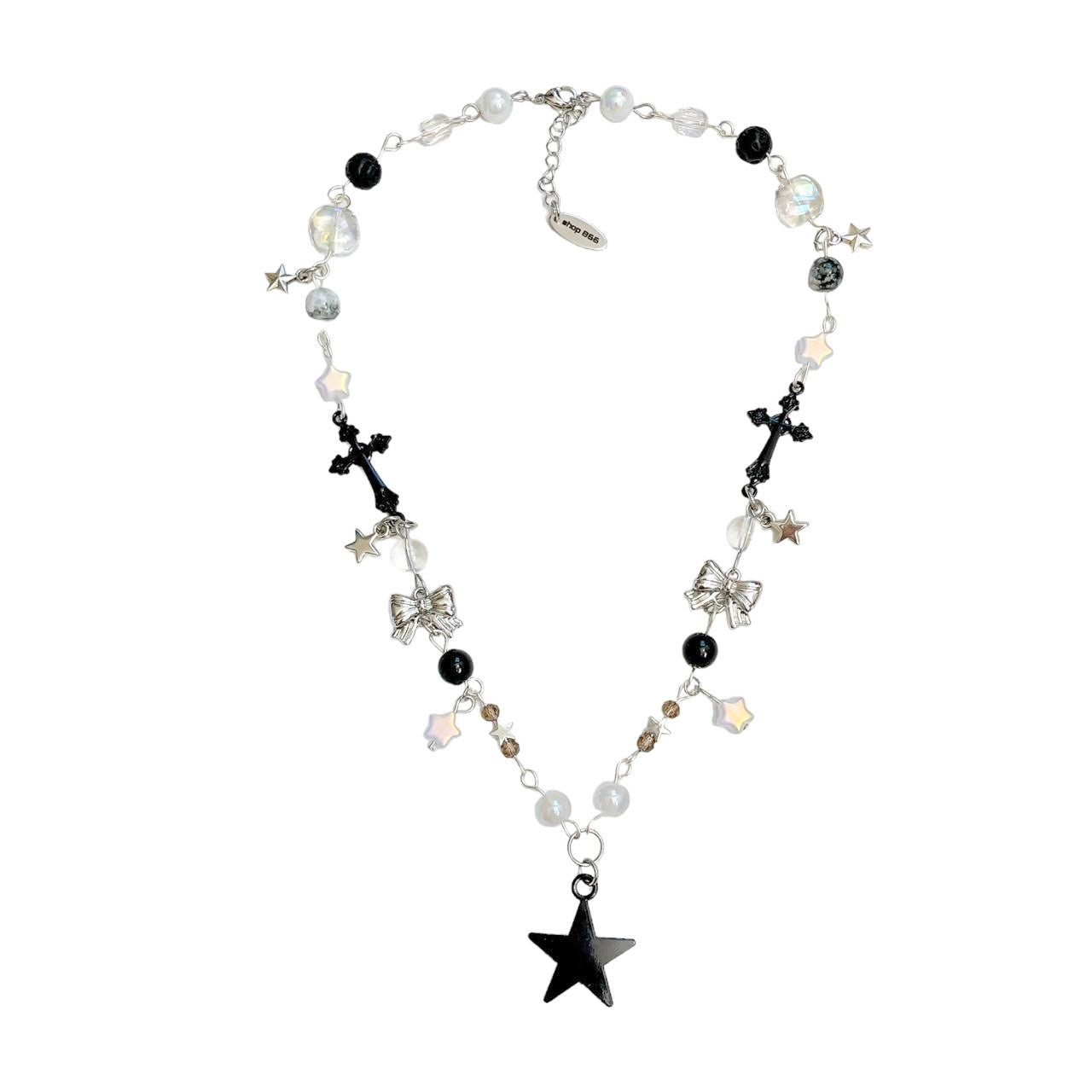 Black Star Beaded Necklace