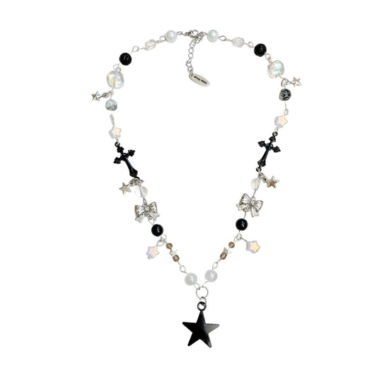 Black Star Beaded Necklace