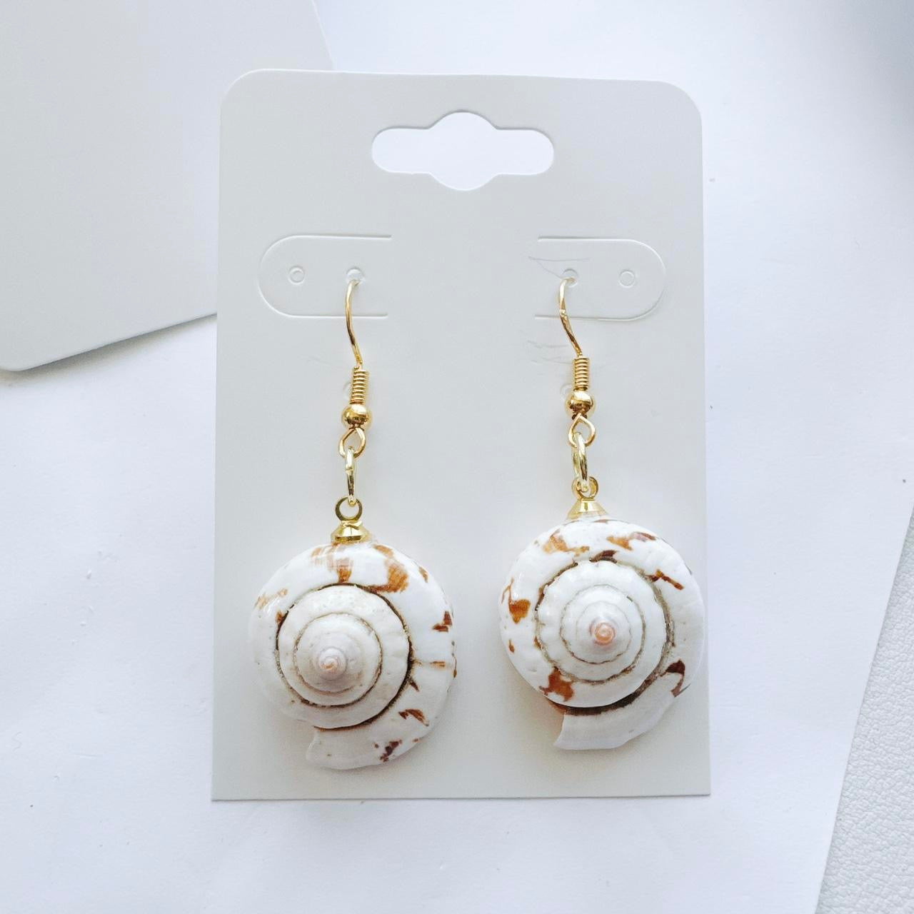 gold spiral shell earrings