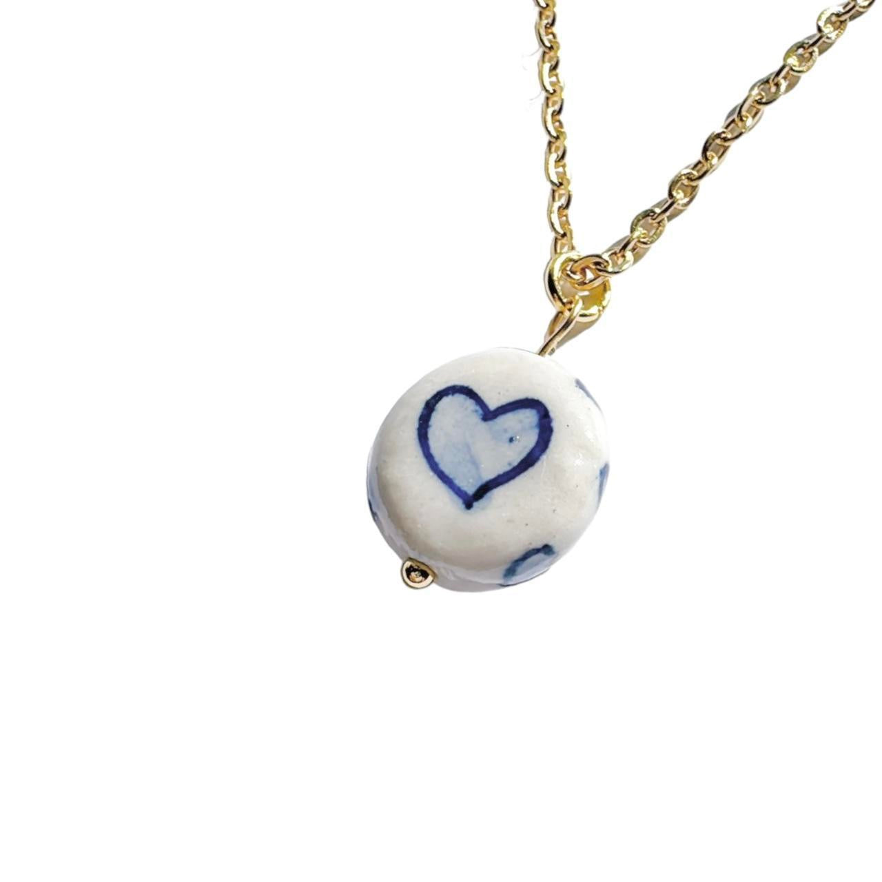 Gold Porcelain Heart Necklace