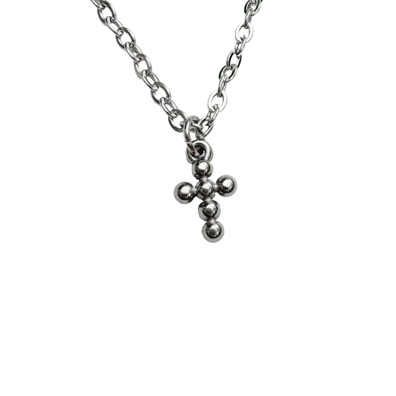 Silver Bubble Cross Necklace