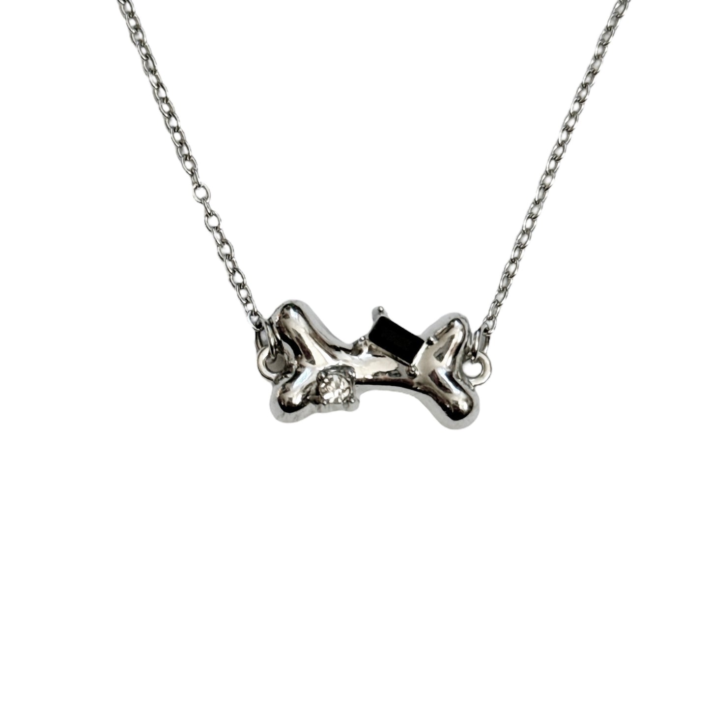 Silver Rhinestone Bone Necklace