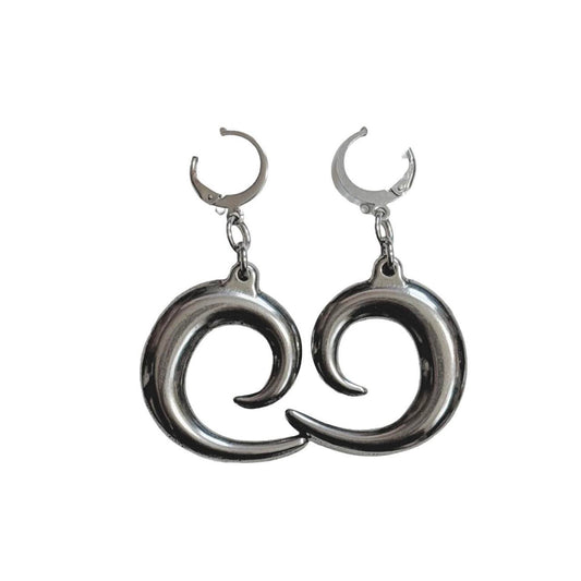 silver half spiral earrings