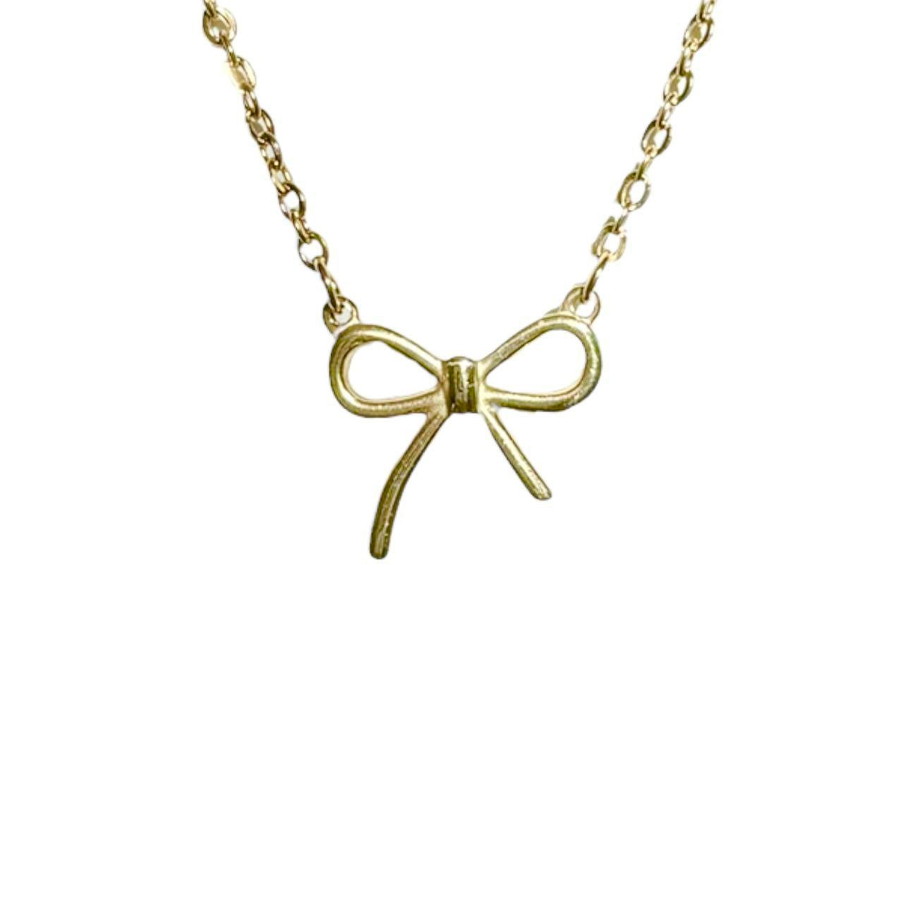 Gold Bow Necklace ౨ৎ