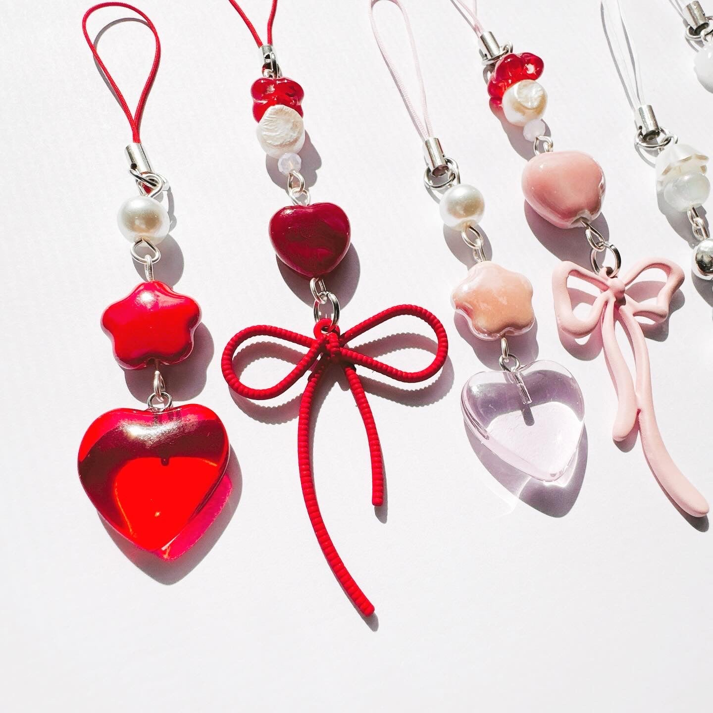 Pink Glass Heart Phone Charm