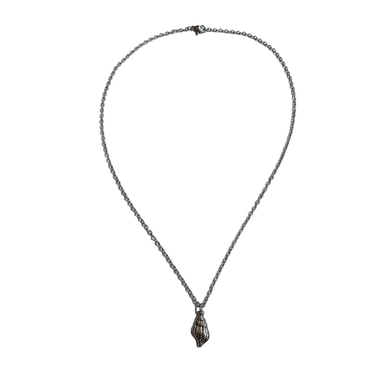 silver sea snail shell necklace