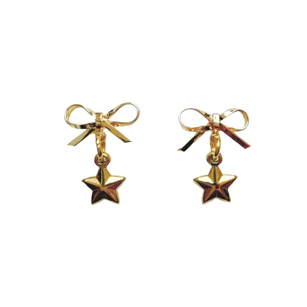 Gold Bow & Star Earrings