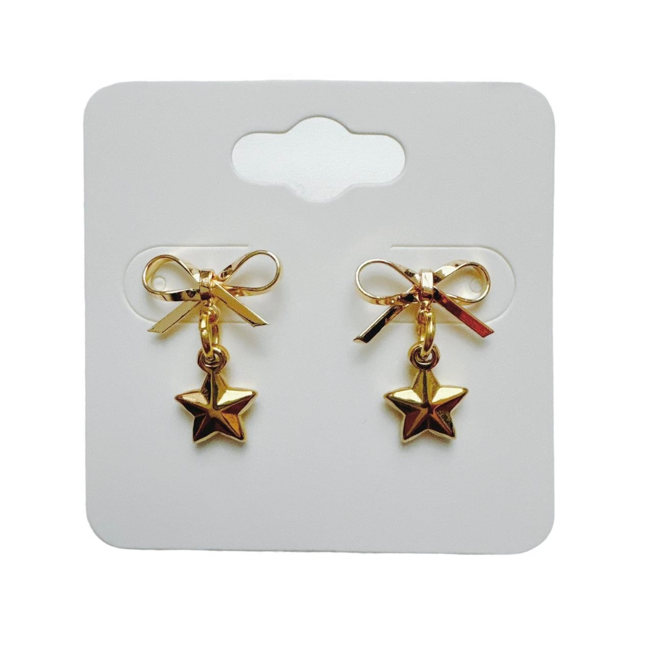 Gold Bow & Star Earrings