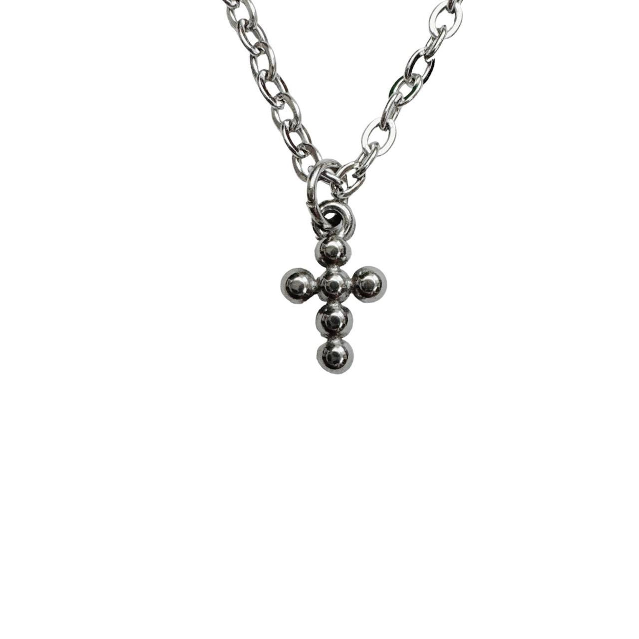 Silver Bubble Cross Necklace