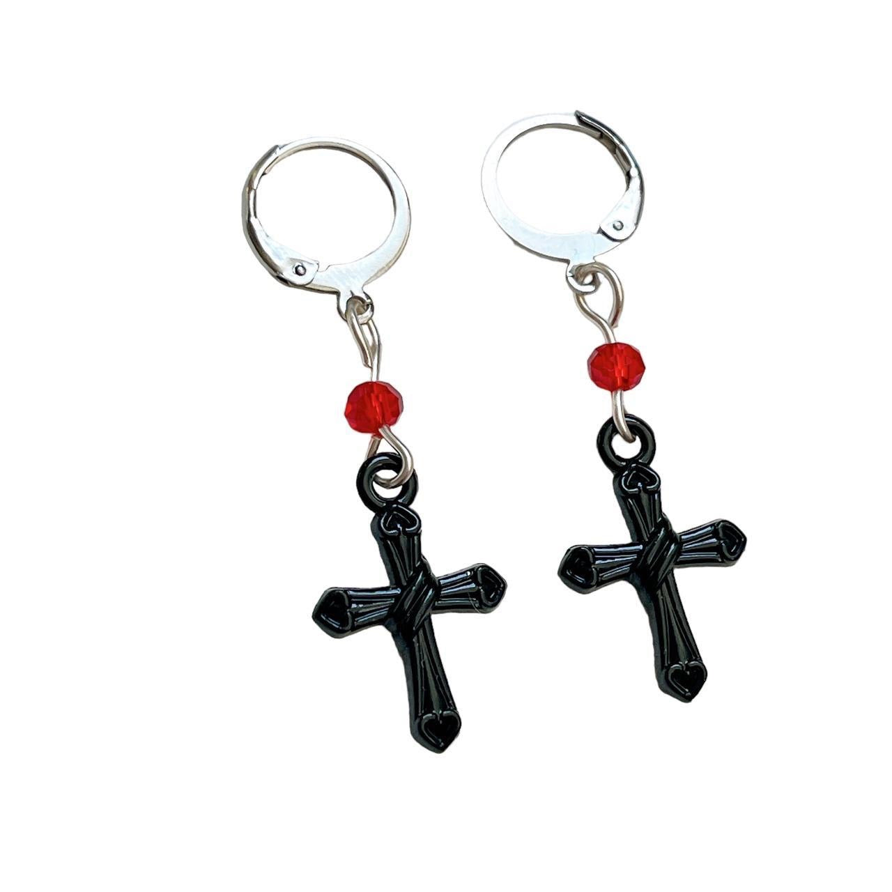 Black Cross Earrings