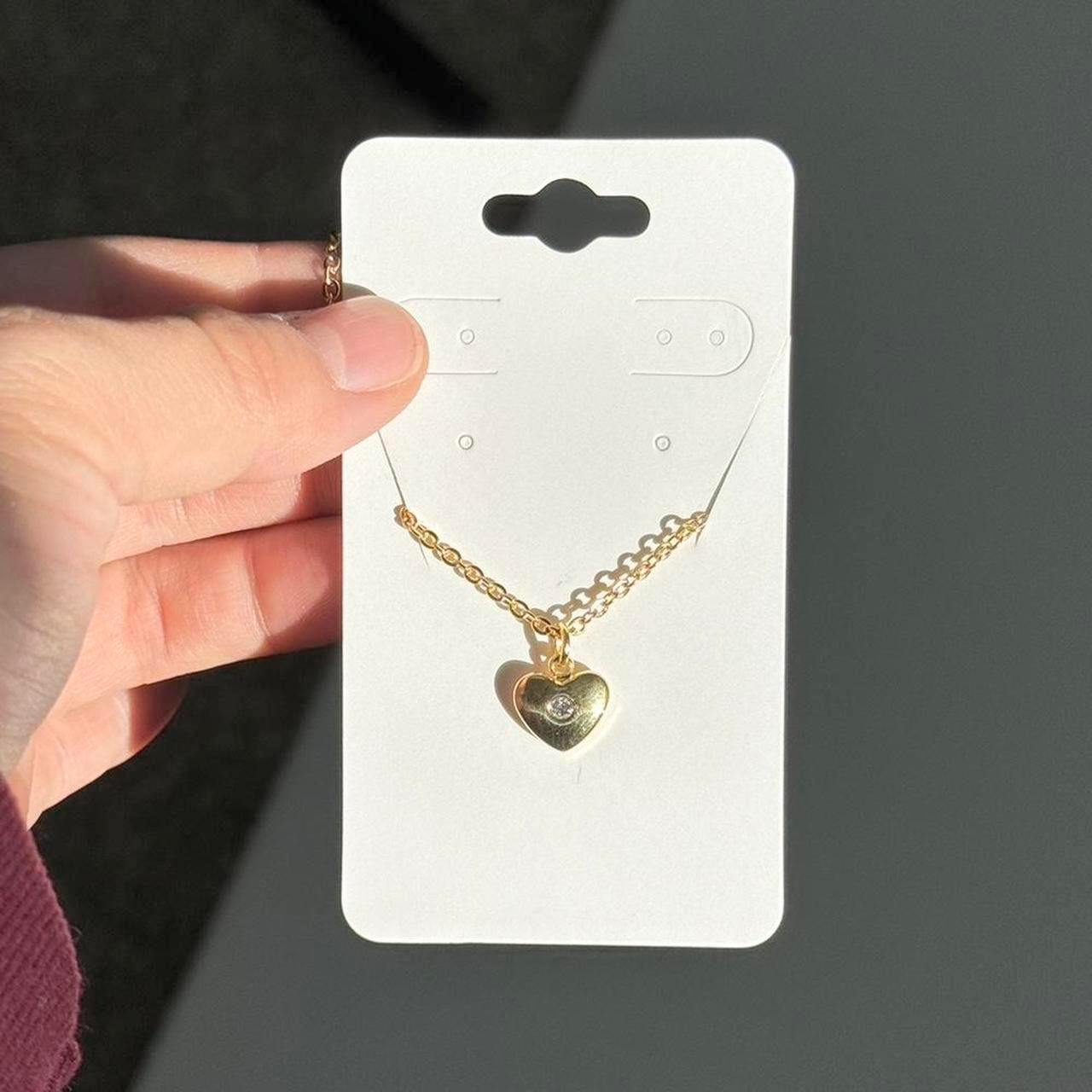 Gold Rhinestone Heart Necklace