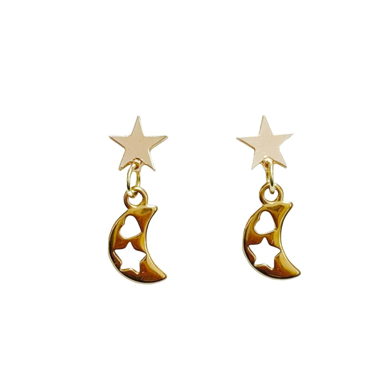 gold star moon heart earrings