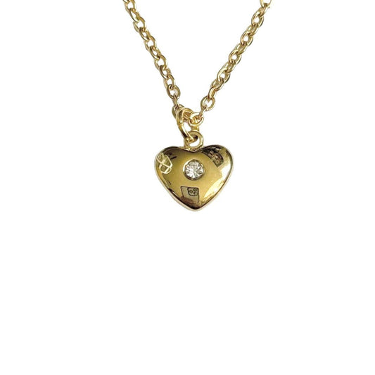 Gold Rhinestone Heart Necklace