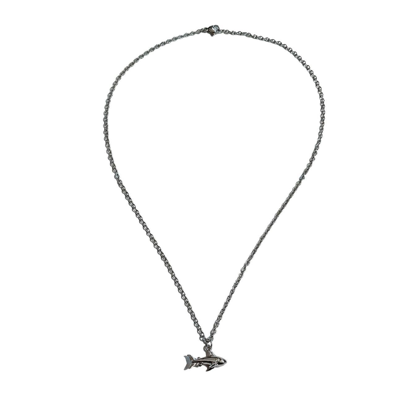 silver shark necklace