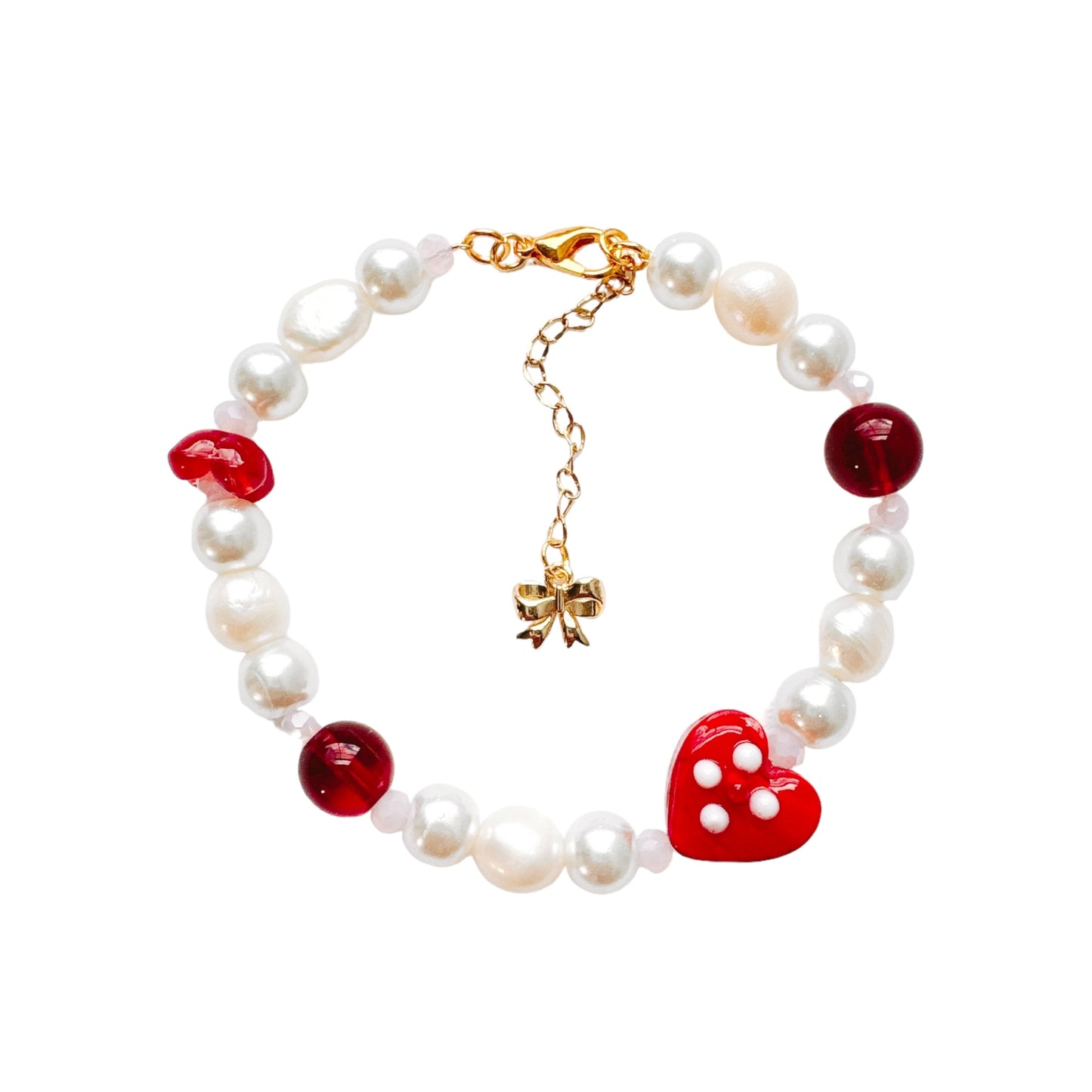 Heart & Bow Pearl Bracelet