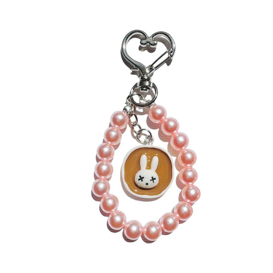 pancake bunny beaded keychain