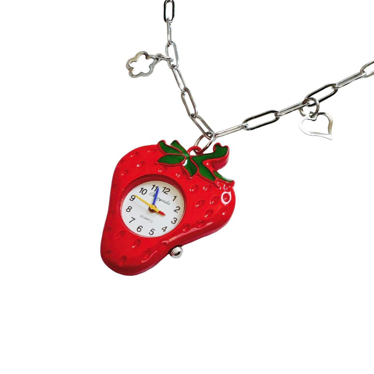 strawberry watch necklace - paper clip chain