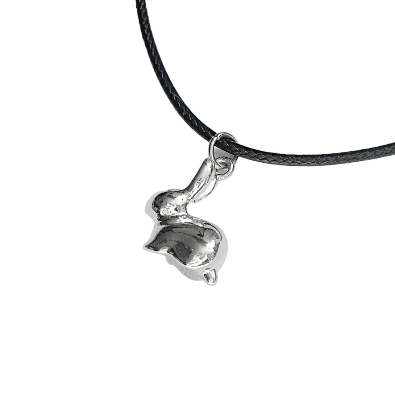 Silver Bunny Cord Necklace