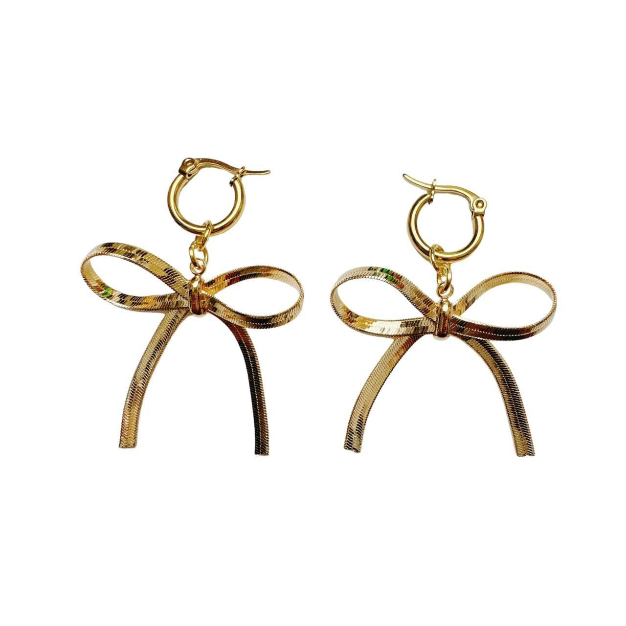 Gold Bow Hoop Earrings