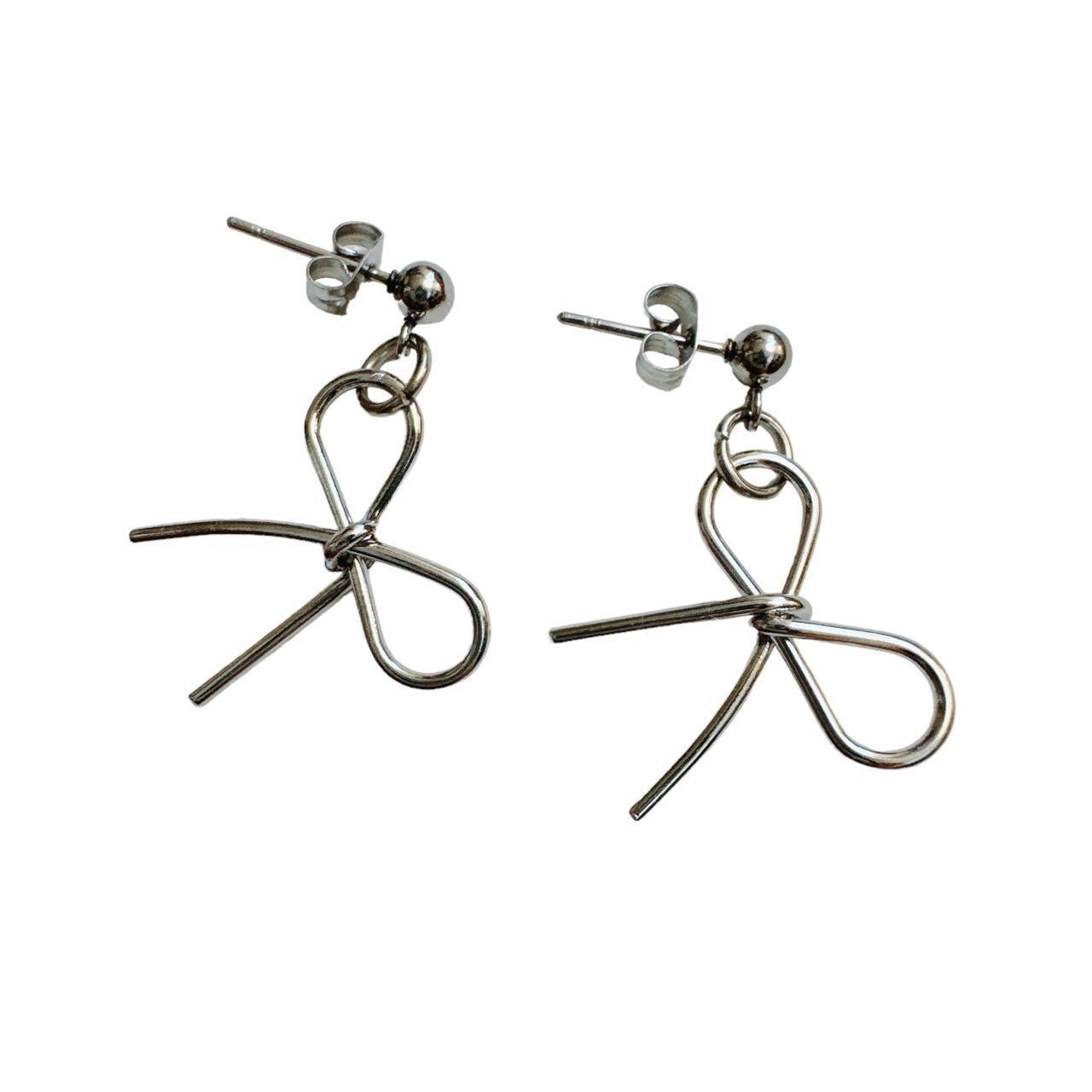 Silver Bow Earrings