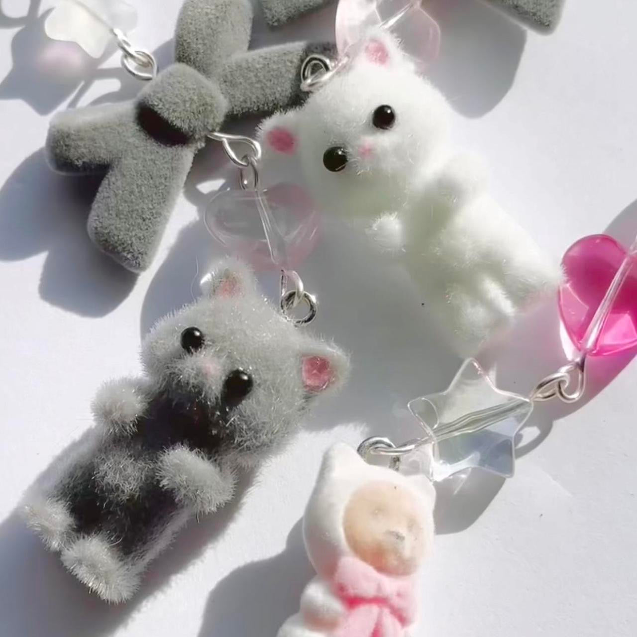 Flocky White Cat Phone Charm