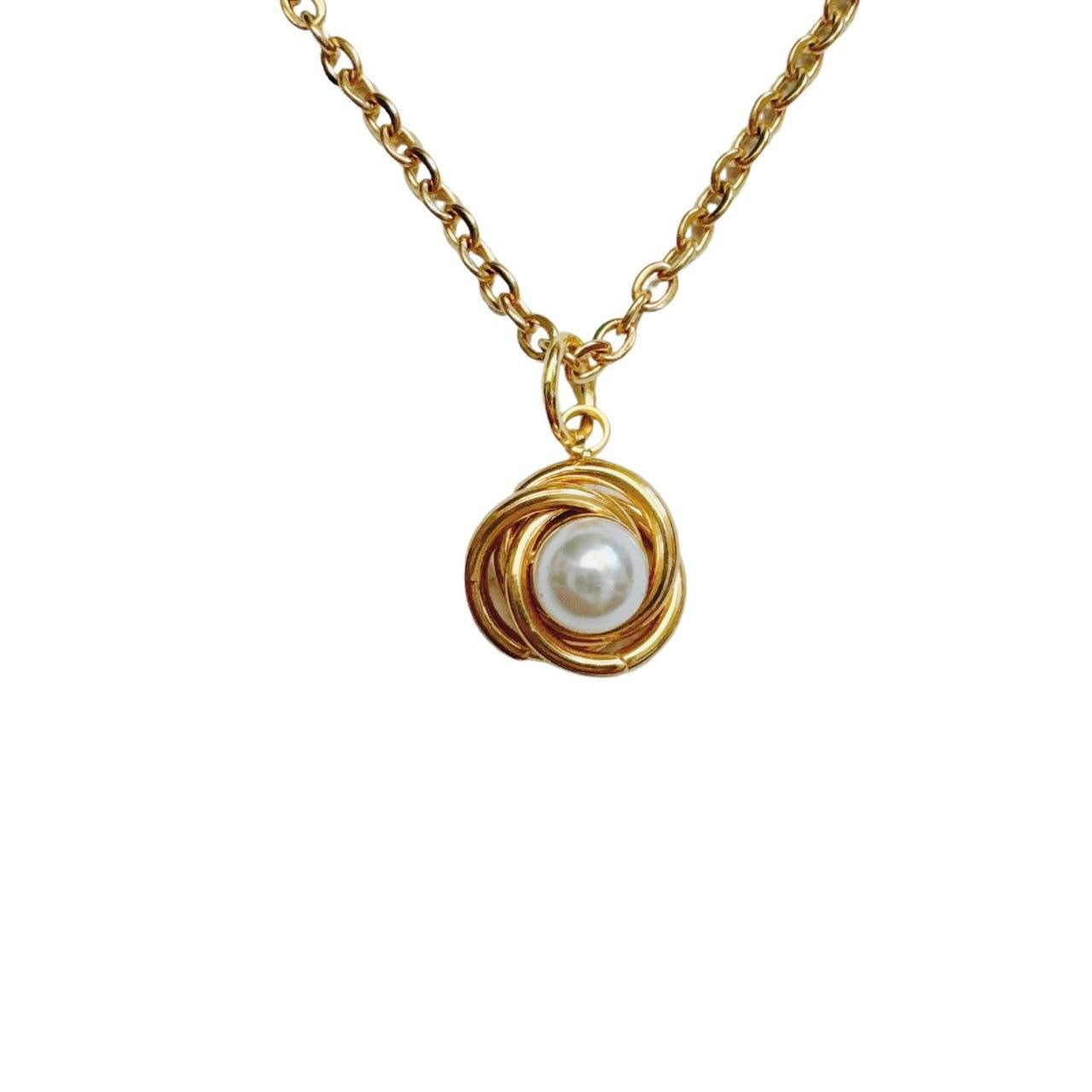 Gold Pearl Vortex Necklace