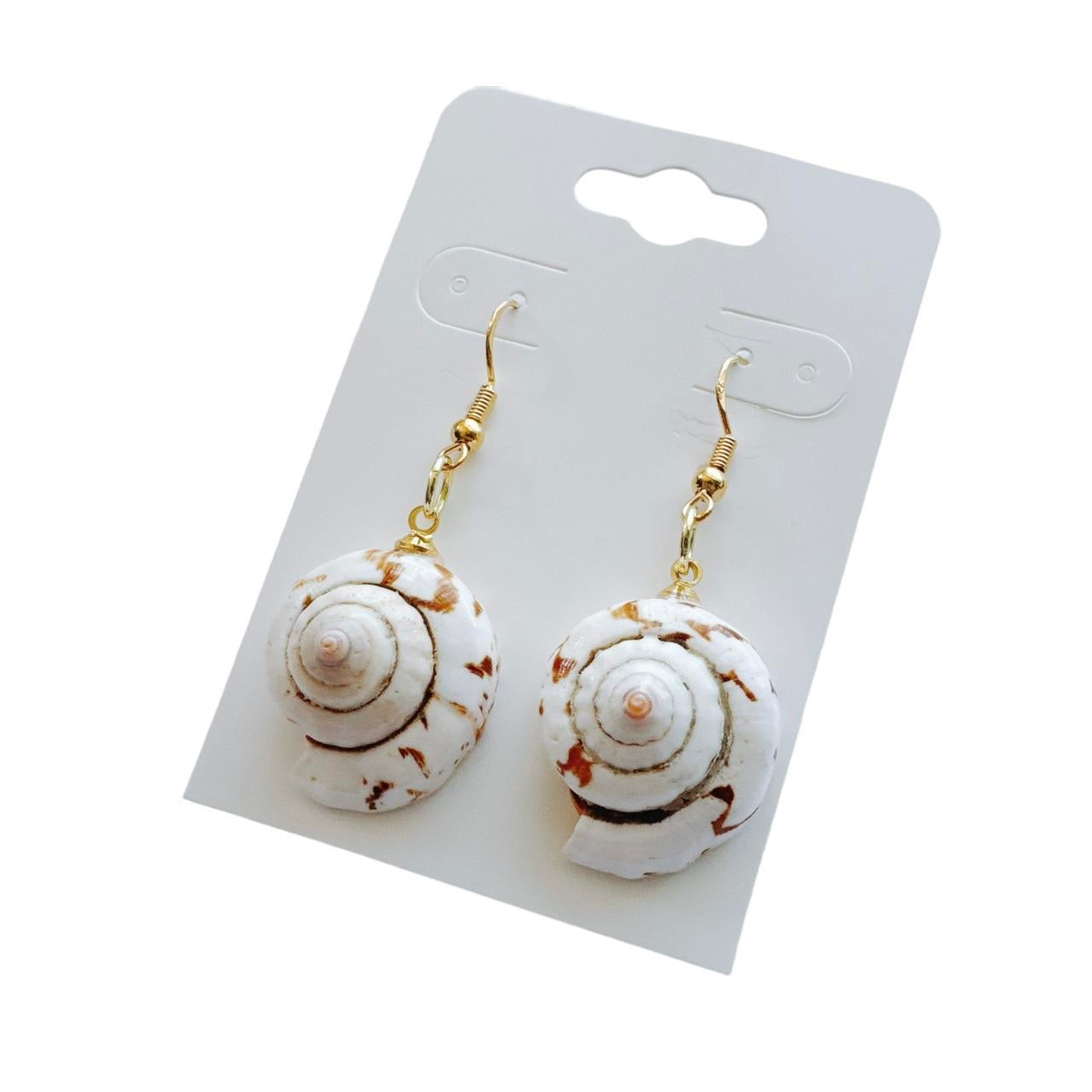 gold spiral shell earrings