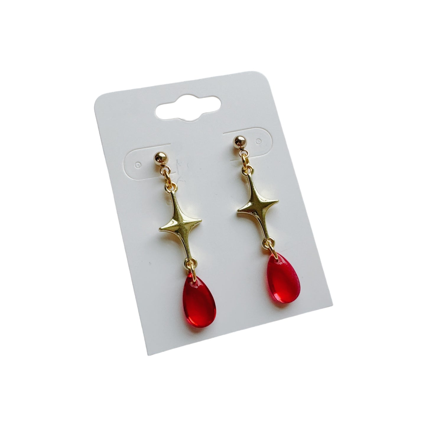 Gold Sparkle Star Droplet Earrings