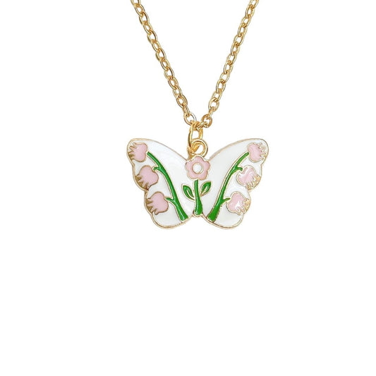 Gold Floral Butterfly Necklace