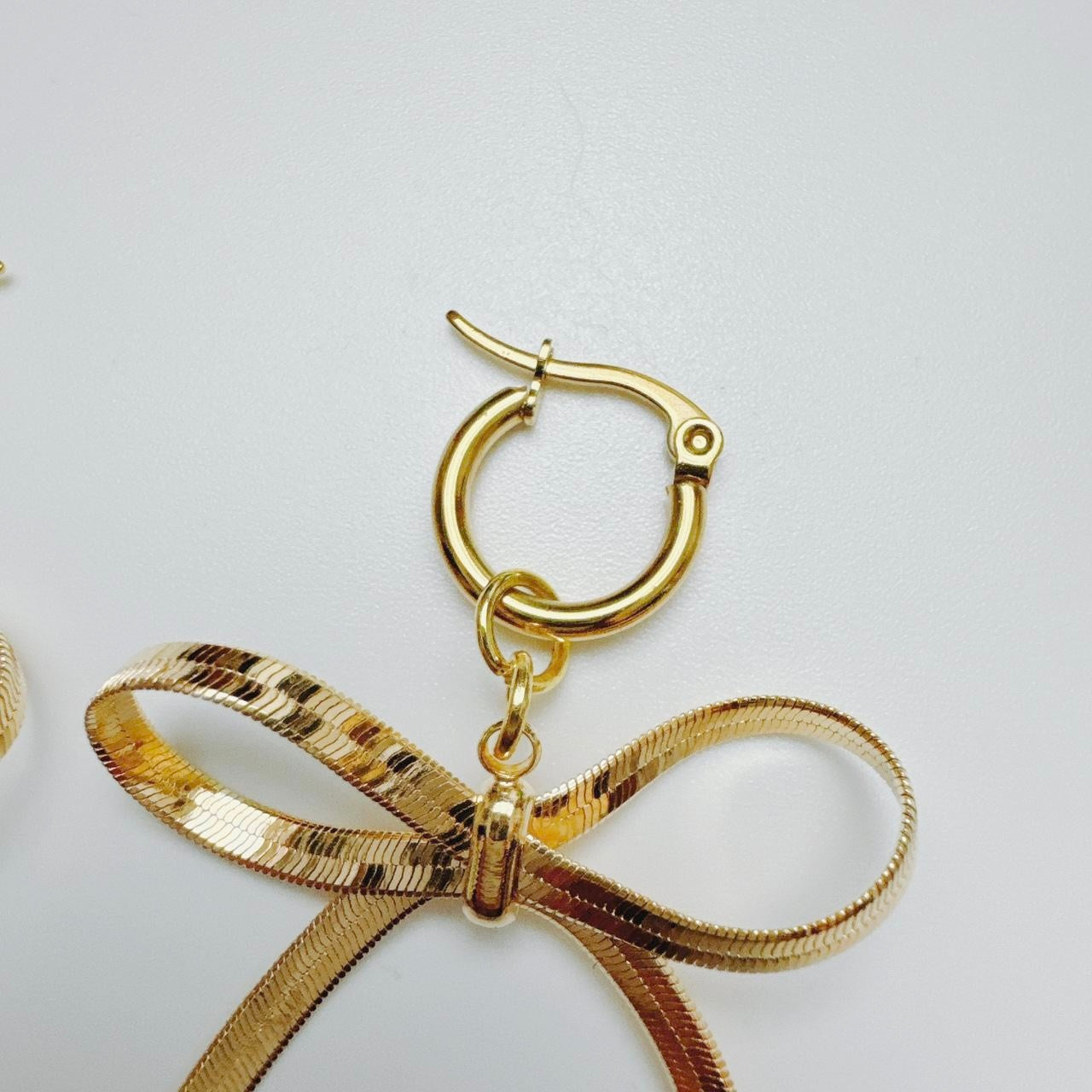 Gold Bow Hoop Earrings