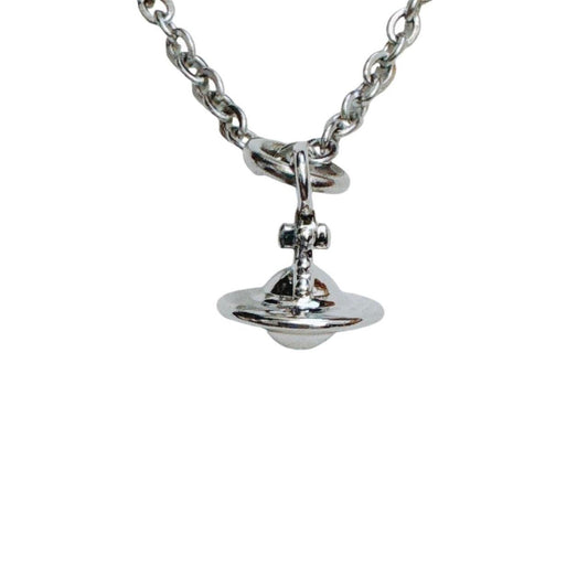 silver cross saturn necklace