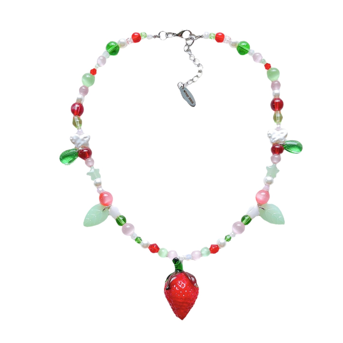 Glass Strawberry Beaded Necklace