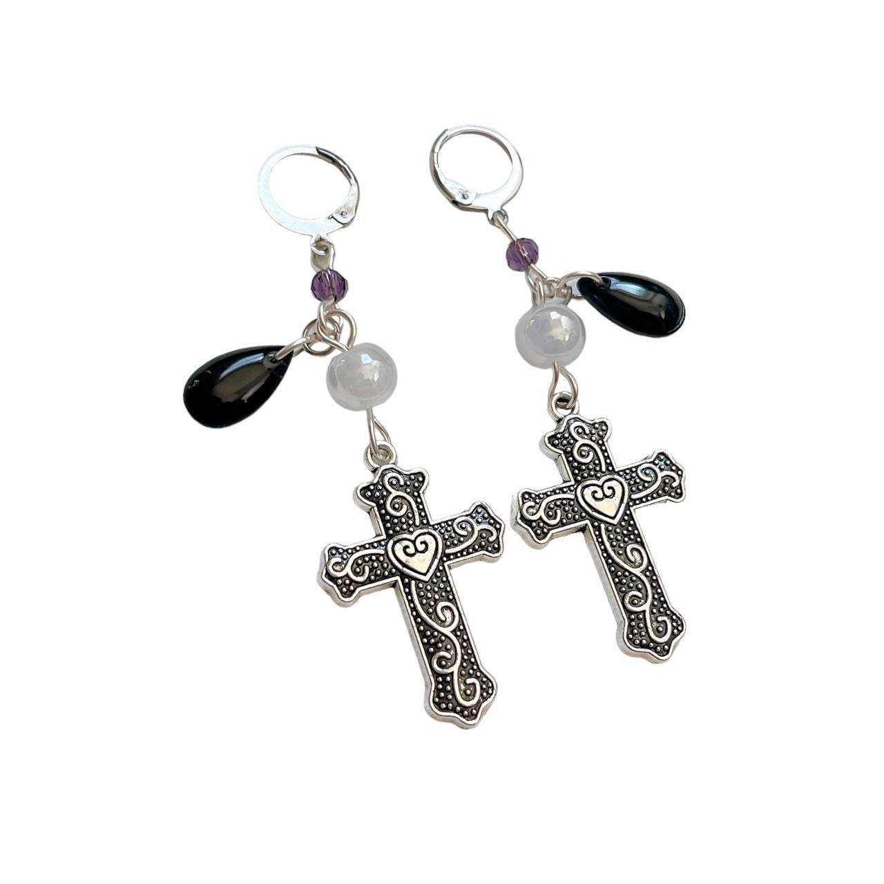 Heart Cross Earrings