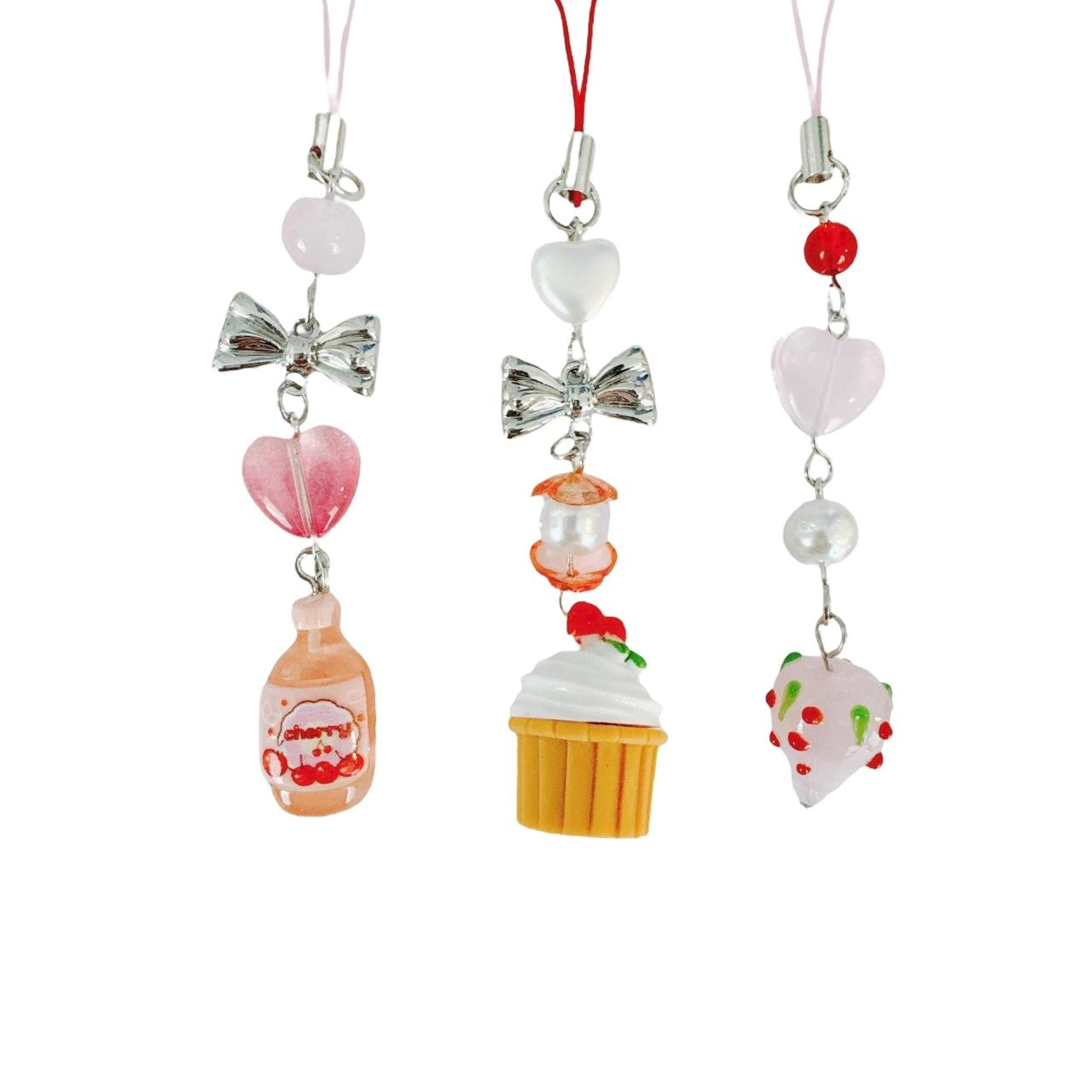 Pink Strawberry Phone Charm