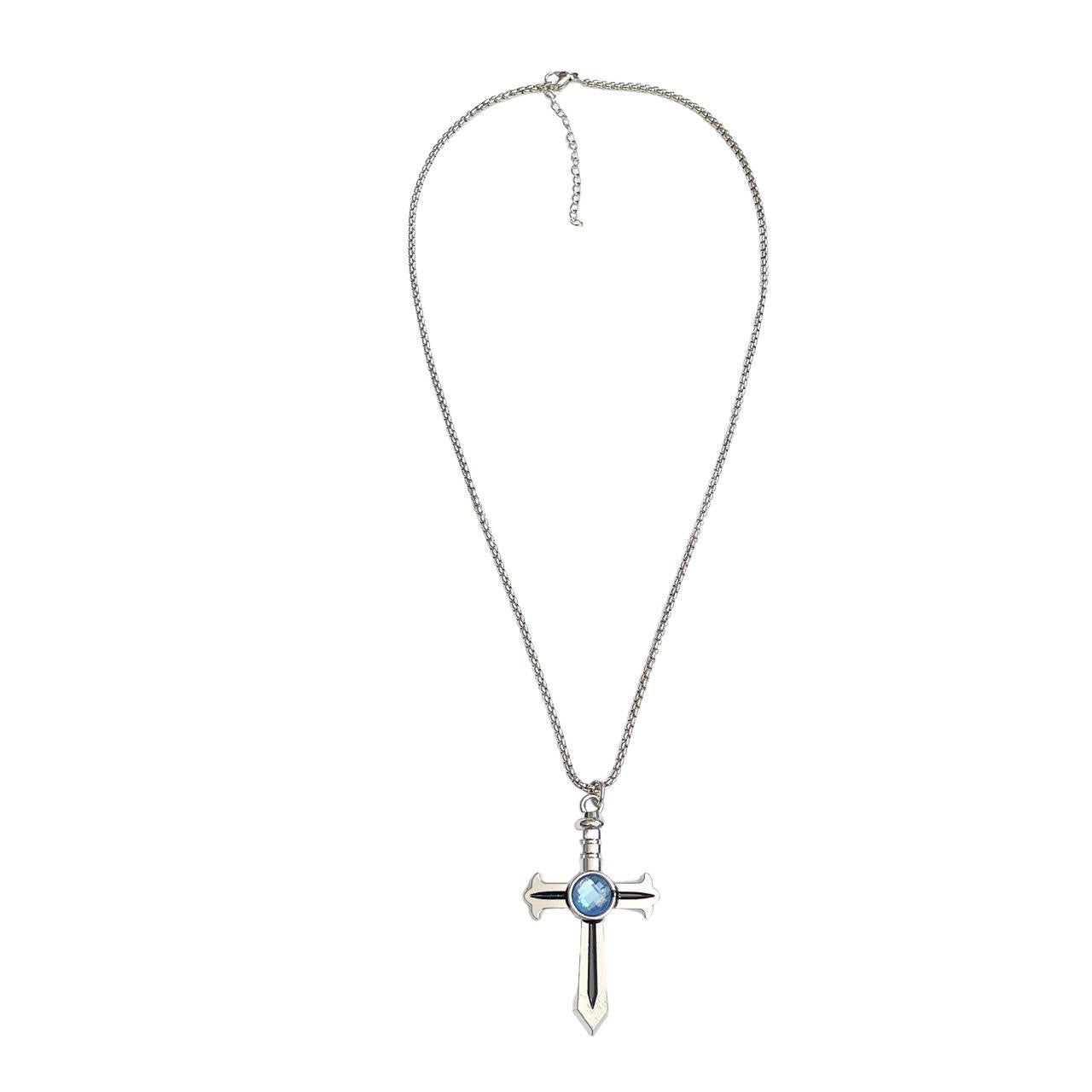 Blue Rhinestone Sw*rd Necklace